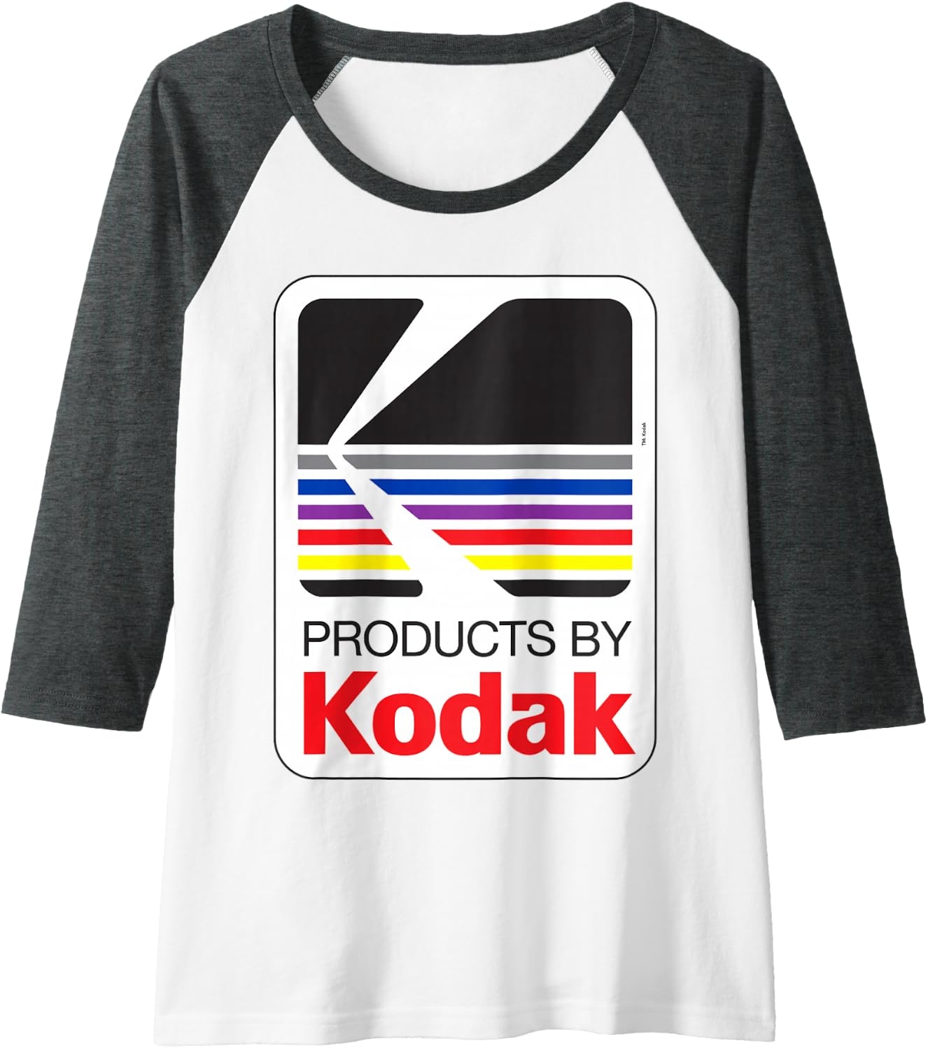 image:imageProducts by Kodak Vintage Logo Raglan Baseball TeeDark Heather GreyWhite