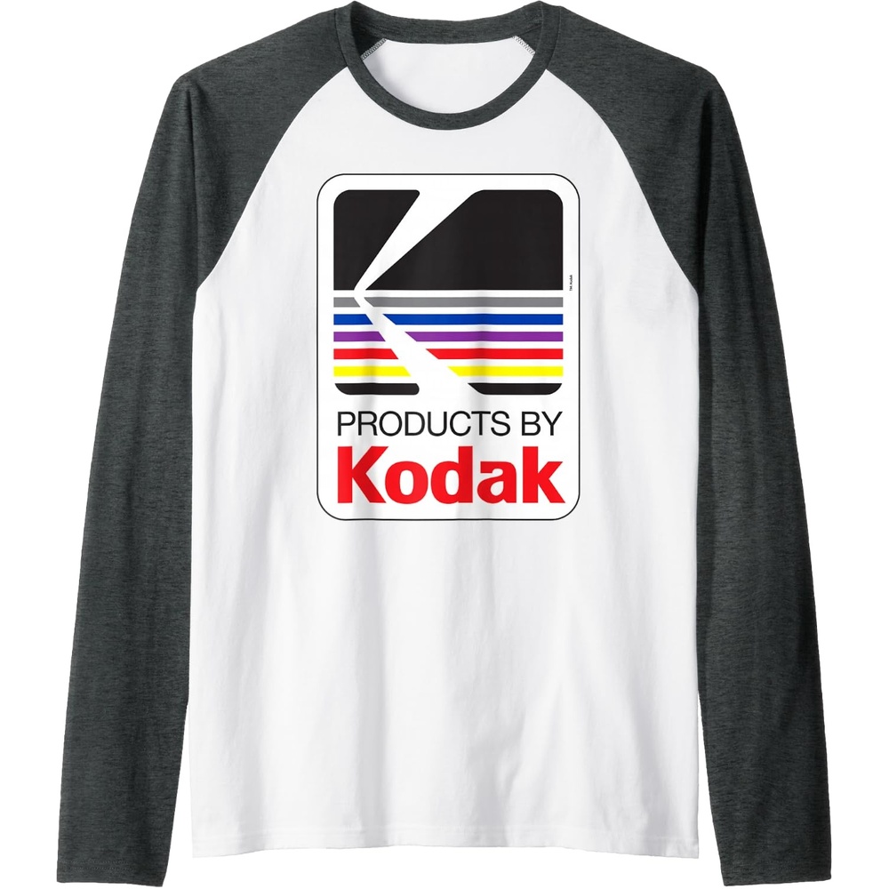 image:imageProducts by Kodak Vintage Logo Raglan Baseball TeeDark Heather GreyWhite
