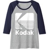 image:image80s Vintage Kodak Logo  White Raglan Baseball TeeNavy BlueAthletic Heather