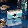 image:imageKodak EKTAR H35N Half Frame Film Camera 35mm Reusable FocusFree Bulb Function Builtin Star Filter Coated Improved Lens Film amp AAA Battery are not Included Striped GreenGlazed Blue