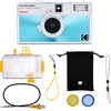 image:imageKodak EKTAR H35N Half Frame Film Camera 35mm Reusable FocusFree Bulb Function Builtin Star Filter Coated Improved Lens Film amp AAA Battery are not Included Striped GreenGlazed Blue
