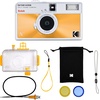 image:imageKodak EKTAR H35N Half Frame Film Camera 35mm Reusable FocusFree Bulb Function Builtin Star Filter Coated Improved Lens Film amp AAA Battery are not Included Striped GreenGlazed Orange