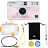 image:imageKodak EKTAR H35N Half Frame Film Camera 35mm Reusable FocusFree Bulb Function Builtin Star Filter Coated Improved Lens Film amp AAA Battery are not Included Striped GreenGlazed Pink