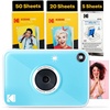 image:imageKodak Printomatic Full Color Instant Print Digital Camera Gift Bundle  Case  Zink 2x3 Sticky Back Photo Paper 20pk  Album  Sticker Sets  Sticker Frames  Hanging Frames  Markers  BlueBlue