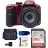image:imageKodak PIXPRO AZ425 Digital Camera Bundle Includes SanDisk 128GB SDXC Memory Card Small Camera Bag SD Card Reader and More 6 Items RedRed
