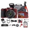 image:imageKodak Pixpro AZ255 Digital Camera in Red AZ255RD Bundle Including 128 GB Memory Card Rechargeable Batteries Case Flexible Tripod Neck Strap Lens Caps Full Cleaning Kit More Accessories