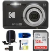 image:imageKodak Pixpro FZ55 Digital Camera Black Bundle Includes SanDisk 128GB Memory Card Hard Shell Camera Case SD Card Reader and More 6 Items