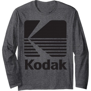 image:image80s Vintage Kodak Logo  Black Long Sleeve TShirtDark Heather Grey