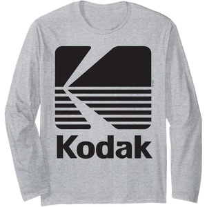 image:image80s Vintage Kodak Logo  Black Long Sleeve TShirtHeather Grey