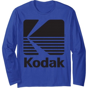 image:image80s Vintage Kodak Logo  Black Long Sleeve TShirtRoyal Blue
