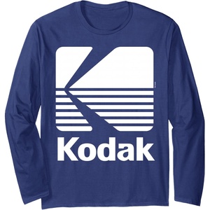 image:image80s Vintage Kodak Logo  White Long Sleeve TShirtNavy Blue