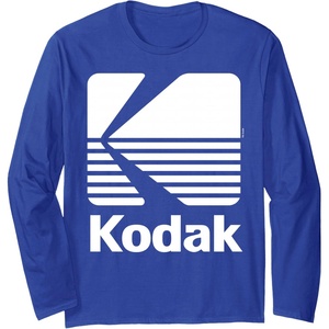 image:image80s Vintage Kodak Logo  White Long Sleeve TShirtRoyal Blue