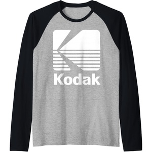 image:image80s Vintage Kodak Logo  White Raglan Baseball TeeBlackAthletic Heather