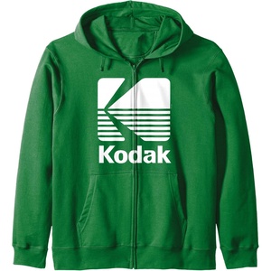 image:image80s Vintage Kodak Logo  White Zip HoodieDark Green