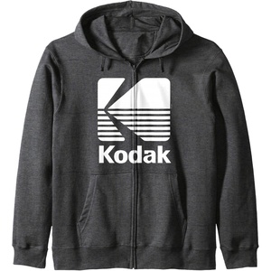 image:image80s Vintage Kodak Logo  White Zip HoodieDark Heather Grey