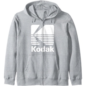 image:image80s Vintage Kodak Logo  White Zip HoodieHeather Grey