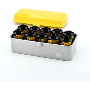 image:imageKODAK 120135 Film Case  for 8 Rolls of 120 Films  10 Rolls of 35mm Films  Retro Steel Case to Sort amp Safeguard Film Blue TopYellow BodyYellow