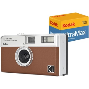 image:imageKODAK EKTAR H35 Half Frame Film Camera 35mm Reusable FocusFree Lightweight EasytoUse Sage Film amp AAA Battery are not IncludedBrown