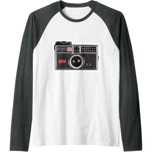 image:imageKODAK INSTAMATIC Camera Design Raglan Baseball TeeDark Heather GreyWhite