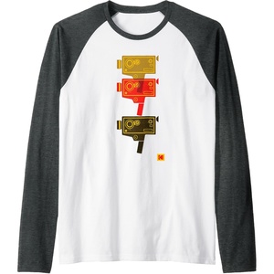 image:imageKODAK M7 Movie Camera Art Raglan Baseball TeeDark Heather GreyWhite