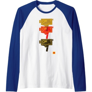 image:imageKODAK M7 Movie Camera Art Raglan Baseball TeeRoyal BlueWhite
