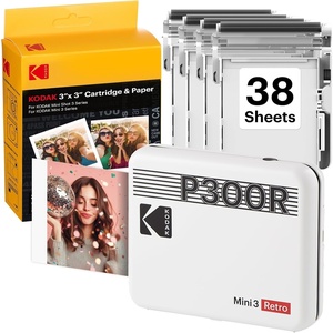 image:imageKODAK Mini 3 Retro 3x3 Portable Photo Printer 4PASS 38 Sheets WhiteWhite