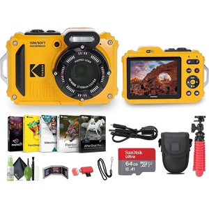 image:imageKODAK PIXPRO WPZ2 Rugged Waterproof Shockproof Dustproof WiFi Digital Vlogging Camera 16MP Red Bundle with 64GB Memory Card  Vlogger Tripod  Bag  Cleaning Kit  More AccessoriesYellow