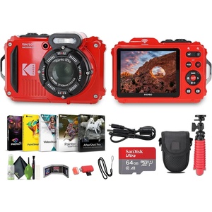 image:imageKODAK PIXPRO WPZ2 Rugged Waterproof Shockproof Dustproof WiFi Digital Vlogging Camera 16MP Red Bundle with 64GB Memory Card  Vlogger Tripod  Bag  Cleaning Kit  More AccessoriesRed