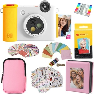 image:imageKODAK Smile 2in1 Digital Instant Print Camera amp Photo Printer Gift Bundle  Case  Zink 20pk 2x3 Sticky Back Photo Paper  Album  Sticker Sets  Sticker Frames  Hanging Frames  Markers  White