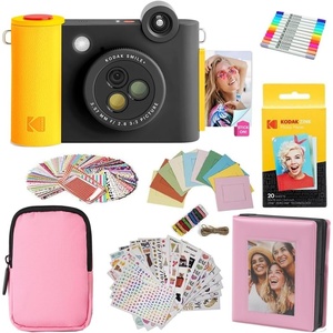 image:imageKODAK Smile 2in1 Digital Instant Print Camera amp Photo Printer Gift Bundle  Case  Zink 20pk 2x3 Sticky Back Photo Paper  Album  Sticker Sets  Sticker Frames  Hanging Frames  Markers  Black