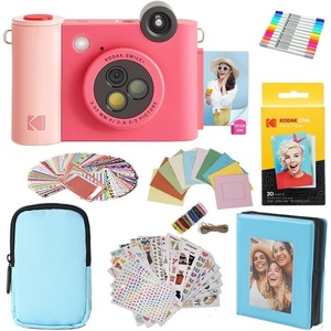 image:imageKODAK Smile 2in1 Digital Instant Print Camera amp Printer Gift Bundle  Case  Zink 2x3 Sticky Back Photo Paper 20pk  Album  Sticker Frames  Hanging Frames  Sticker Sets  Markers  Fuchsia