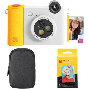 image:imageKODAK Smile 2in1 Digital Instant Print Camera amp Wireless Bluetooth Photo Printer Starter Bundle  Carrying Case  Zink 20pk StickyBack Photo Paper  10MP SpecialEffect Rotating Lens  White