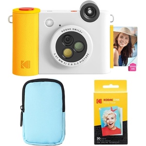 image:imageKODAK Smile 2in1 Digital Instant Print Camera amp Wireless Bluetooth Photo Printer Starter Bundle  Deluxe Case  Zink 20pk StickyBack Photo Paper  10MP SpecialEffect Rotating Lens  White