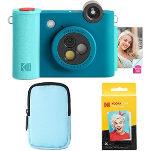 image:imageKODAK Smile 2in1 Digital Instant Print Camera amp Wireless Bluetooth Photo Printer Starter Bundle  Deluxe Case  Zink 20pk StickyBack Photo Paper  10MP SpecialEffect Rotating Lens  Blue