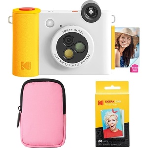 image:imageKODAK Smile 2in1 Digital Instant Print Camera amp Wireless Bluetooth Photo Printer Starter Bundle  Soft Case  Zink 20pk StickyBack Photo Paper  10MP SpecialEffect Rotating Lens  White