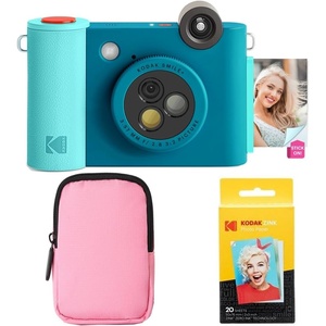 image:imageKODAK Smile 2in1 Digital Instant Print Camera amp Wireless Bluetooth Photo Printer Starter Bundle  Soft Case  Zink 20pk StickyBack Photo Paper  10MP SpecialEffect Rotating Lens  Blue