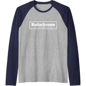 image:imageKodachrome Logo  White Raglan Baseball TeeNavy BlueAthletic Heather