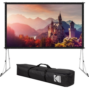 image:imageKodak 150 Dual Projector Screen WStand  Fast Fold Gray Rear Projection Backdrop for Outdoor amp Indoor Movies with Tripod Outdoor Stability Kit amp Black Storage Carry Case