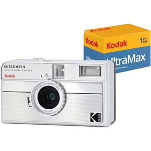 image:imageKodak EKTAR H35N Half Frame Film Camera 35mm Reusable FocusFree Bulb Function Builtin Star Filter Coated Improved Lens Film amp AAA Battery are not Included Striped GreenStriped Silver