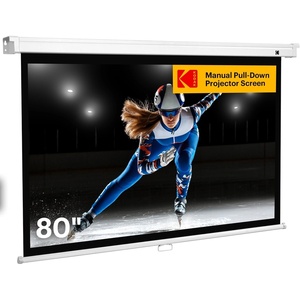 image:imageKodak Manual PullDown White Projector Screen 80 Inch  Large 169 Office Home Movie Theater Screen with Wall amp Ceiling Mount Options EasyClean Matte Fabric amp Retractable Hanging Design  Indoor