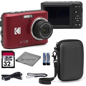 image:imageKodak PIXPRO FZ45 Digital Camera Black 16MP Point amp Shoot with 4X Optical Zoom 27mm Wide Angle 27 Inch LCD 1080p Video Bundle with Tudak Compatible Camera Case 32GB SD Card amp Microfiber ClothRed