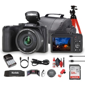 image:imageKodak Pixpro AZ255 Digital Camera in Black AZ255BK Bundle Including 128 GB Memory Card Rechargeable Batteries Case Flexible Tripod Neck Strap Lens Caps Full Cleaning Kit More Accessories
