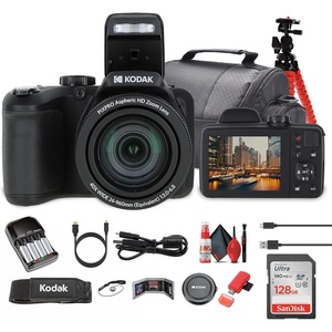 image:imageKodak Pixpro AZ405 Digital Camera in Black AZ405BK Bundle Including 128 GB Memory Card Rechargeable Batteries Case Flexible Tripod Neck Strap Lens Caps Full Cleaning Kit More Accessories