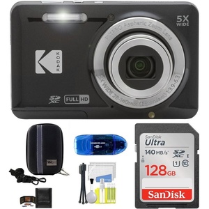 image:imageKodak Pixpro FZ55 Digital Camera Black Bundle Includes SanDisk 128GB Memory Card Hard Shell Camera Case SD Card Reader and More 6 Items