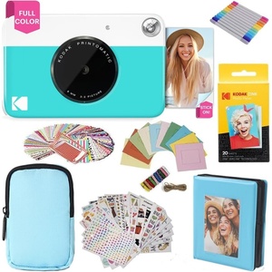 image:imageKodak Printomatic FullColor Instant Print Camera Gift Bundle  Soft Case  Zink 2x3 Sticky Back Photo Paper 20pk  Album  Sticker Sets  Sticker Frames  Markers  Hanging Frames Fun Gift  Blue