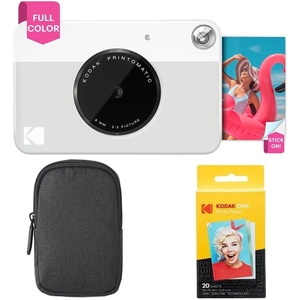 image:imageKodak Printomatic FullColor Instant Print Camera Starter Bundle  Carrying Case  Zink 20pk Photo Paper  Colorful Photos On 2x3 StickyBack Paper  Fun Gift for Birthday Christmas Holiday  GreenGrey
