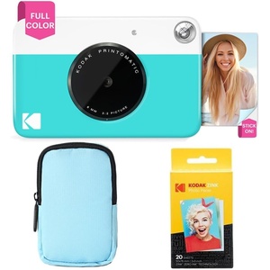 image:imageKodak Printomatic FullColor Instant Print Camera Starter Bundle  Soft Case  Zink 20 Pack Photo Paper  Colorful Photos On 2x3 StickyBack Paper  Fun Gift for Birthday Christmas Holiday  Blue