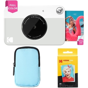 image:imageKodak Printomatic FullColor Instant Print Camera Starter Bundle  Soft Case  Zink 20 Pack Photo Paper  Colorful Photos On 2x3 StickyBack Paper  Fun Gift for Birthday Christmas Holiday  Grey