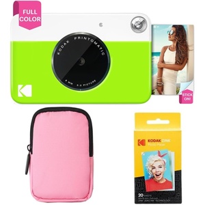 image:imageKodak Printomatic FullColor Instant Print Camera Starter Bundle  Soft Case  Zink 20pk Photo Paper  Colorful Photos On 2x3 StickyBack Paper  Fun Gift for Birthday Christmas Holiday  Green