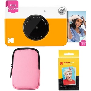 image:imageKodak Printomatic FullColor Instant Print Camera Starter Bundle  Soft Case  Zink 20pk Photo Paper  Colorful Photos On 2x3 StickyBack Paper  Fun Gift for Birthday Christmas Holiday  Yellow